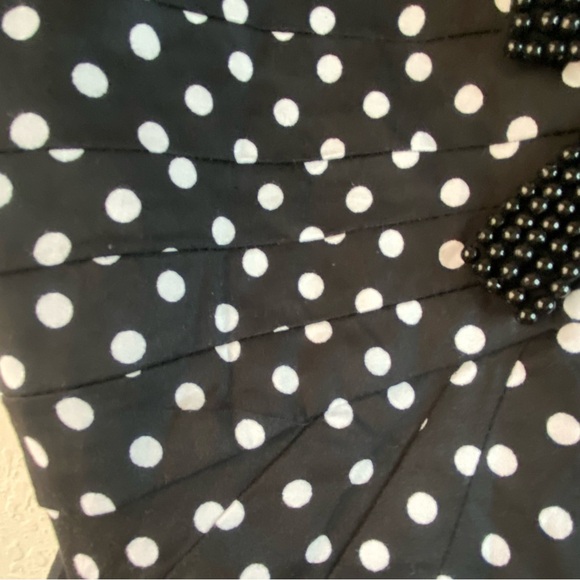 Ariella Rockabilly Pinup Retro Couture Polka Dot Black Cocktail Swing Dress SZ L - Picture 14 of 14